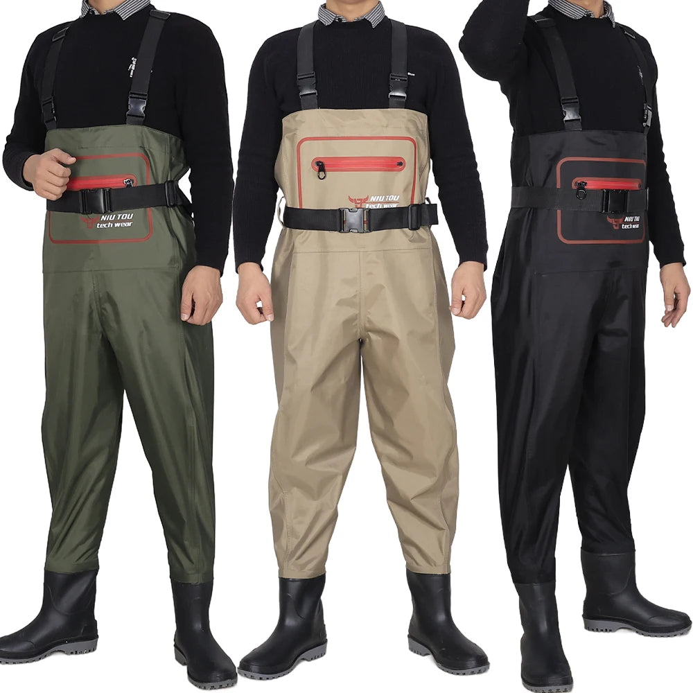 Wholesale Nylon Suspender Chest Waders Waterproof Durable Non-Slip Boots Custom Logo Size OEM ODM for Fishing Farming