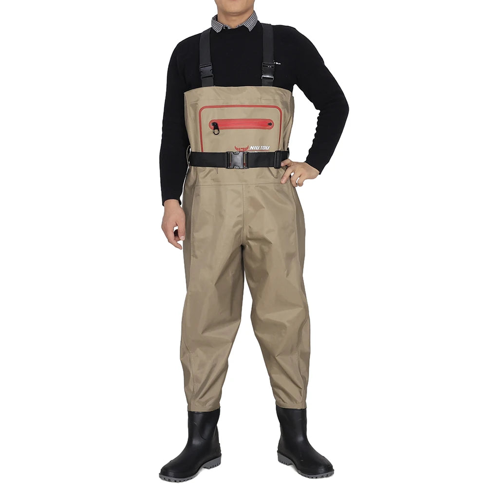 Wholesale Nylon Suspender Chest Waders Waterproof Durable Non-Slip Boots Custom Logo Size OEM ODM for Fishing Farming
