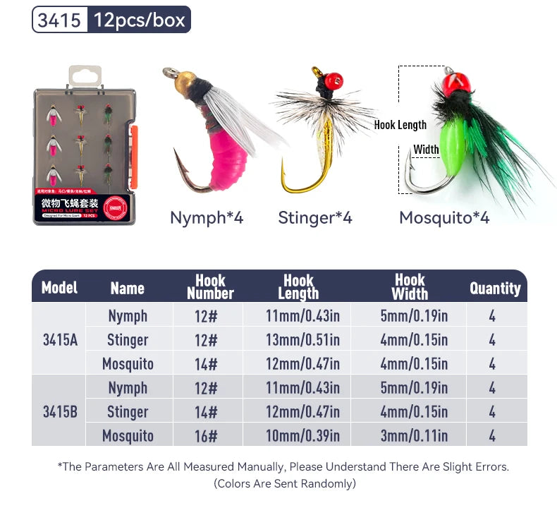 Kingdom New Design Micro Fly Fishing Hook Set Bionic Paint Fly Lure Floating Action Fly Fishing Hook for River Fishing