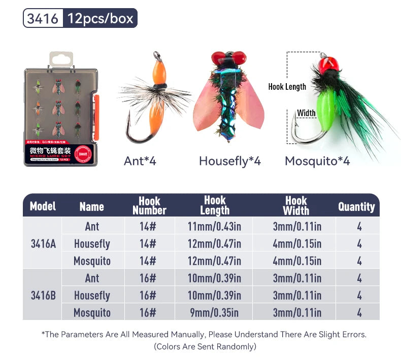 Kingdom New Design Micro Fly Fishing Hook Set Bionic Paint Fly Lure Floating Action Fly Fishing Hook for River Fishing