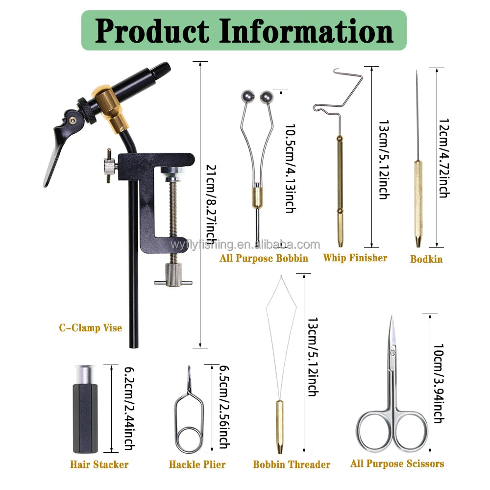 Portable Fly Tying Tools Kit Bobbin Finisher Scissors Hackle Hair Stacker and Other Fly Fishing Tools Set