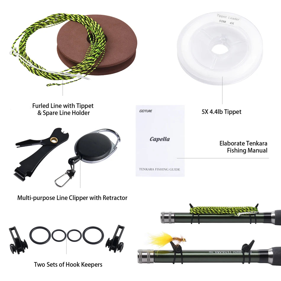 Goture Tenkara Fly Fishing Rod Combo — 3.6m Carbon Fiber Ultralight Set