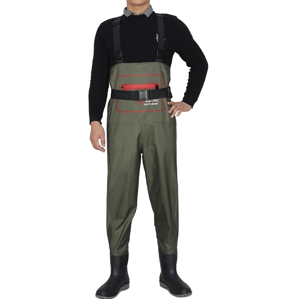Wholesale Nylon Suspender Chest Waders Waterproof Durable Non-Slip Boots Custom Logo Size OEM ODM for Fishing Farming