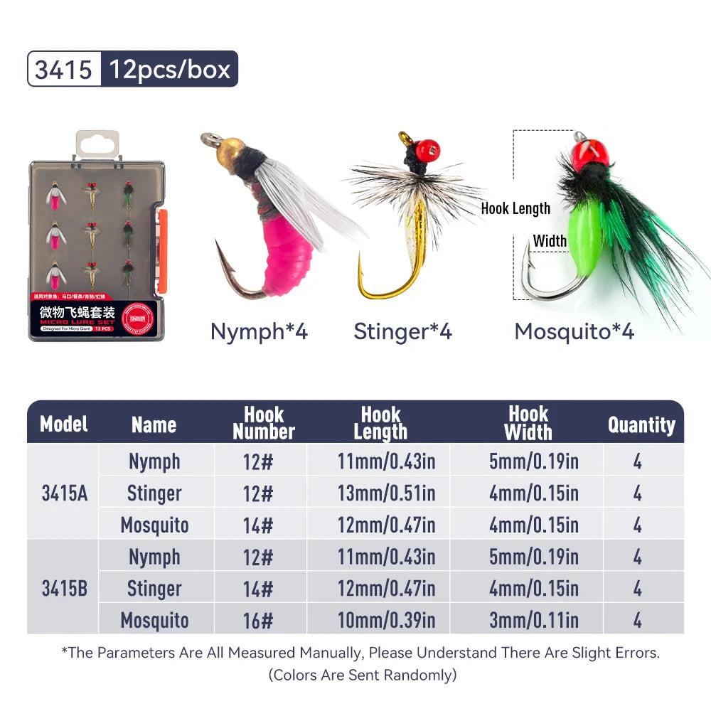 Kingdom New Design Micro Fly Fishing Hook Set Bionic Paint Fly Lure Floating Action Fly Fishing Hook for River Fishing