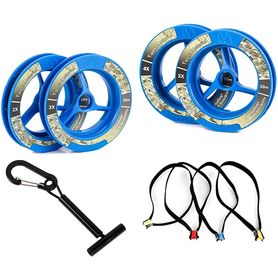 Maximumcatch Chameleon Invisible Tippet Line (1x,2x,3x,4x,5x,6x) 50M Fly Fishing Tippet Line with Tippet Holder & Spool Tender