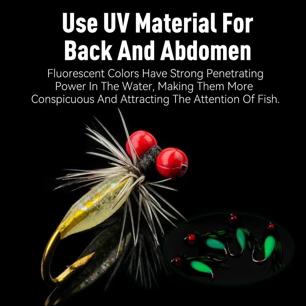 Kingdom New Design Micro Fly Fishing Hook Set Bionic Paint Fly Lure Floating Action Fly Fishing Hook for River Fishing