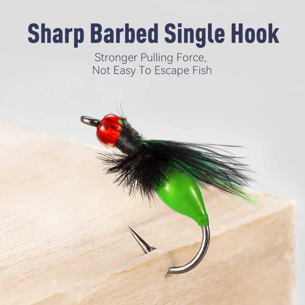 Kingdom New Design Micro Fly Fishing Hook Set Bionic Paint Fly Lure Floating Action Fly Fishing Hook for River Fishing