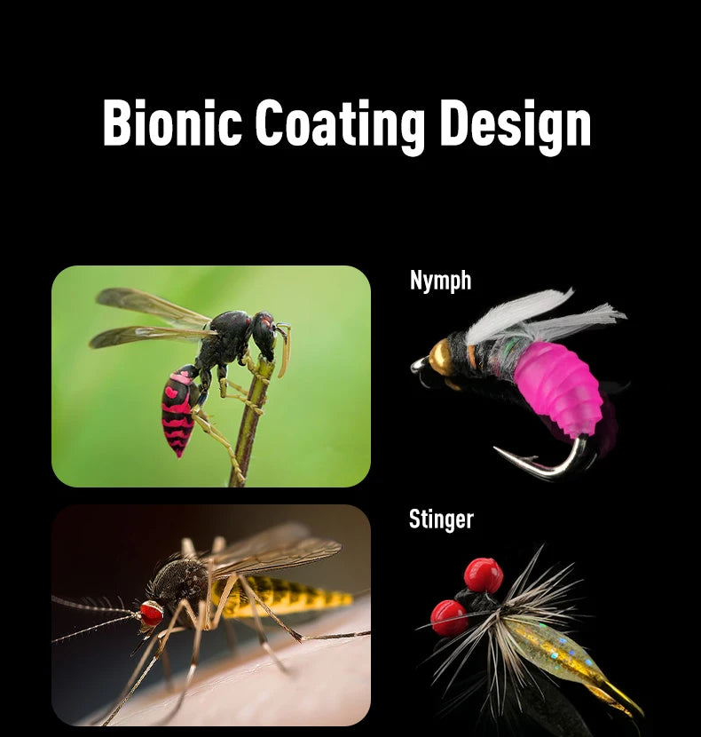 Kingdom New Design Micro Fly Fishing Hook Set Bionic Paint Fly Lure Floating Action Fly Fishing Hook for River Fishing