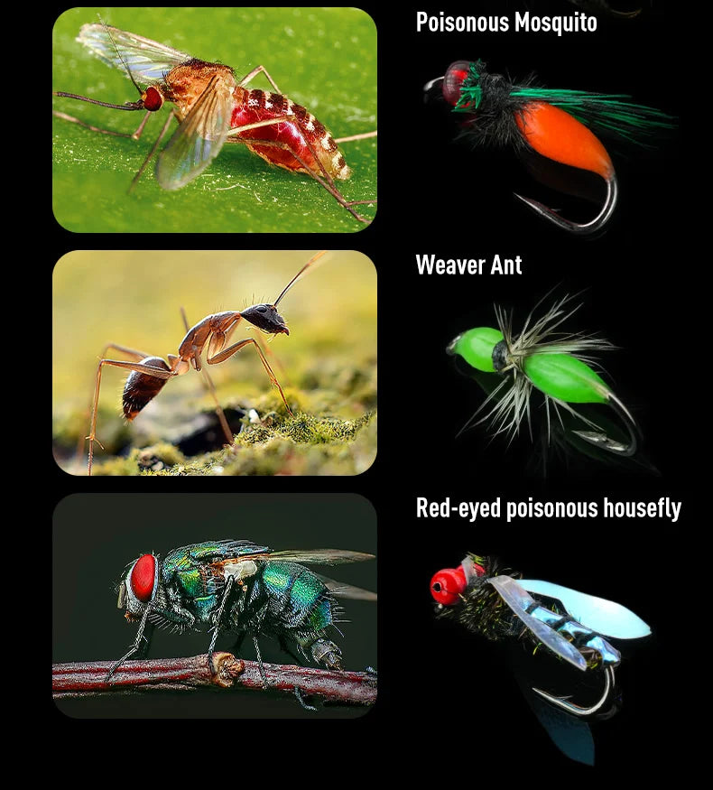 Kingdom New Design Micro Fly Fishing Hook Set Bionic Paint Fly Lure Floating Action Fly Fishing Hook for River Fishing