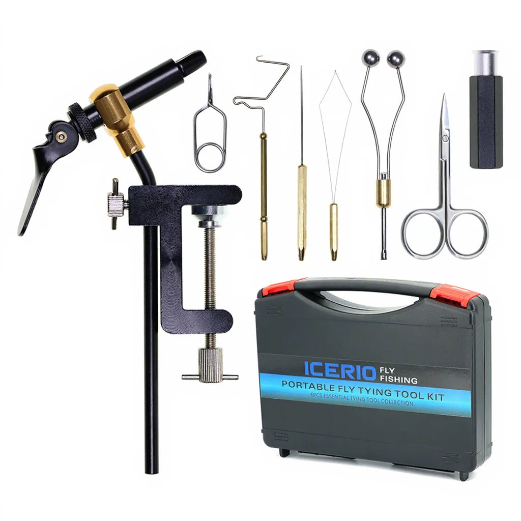 Portable Fly Tying Tools Kit Bobbin Finisher Scissors Hackle Hair Stacker and Other Fly Fishing Tools Set