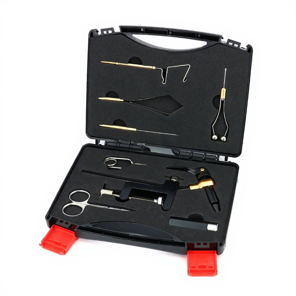 Portable Fly Tying Tools Kit Bobbin Finisher Scissors Hackle Hair Stacker and Other Fly Fishing Tools Set