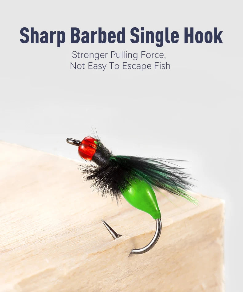 Kingdom New Design Micro Fly Fishing Hook Set Bionic Paint Fly Lure Floating Action Fly Fishing Hook for River Fishing
