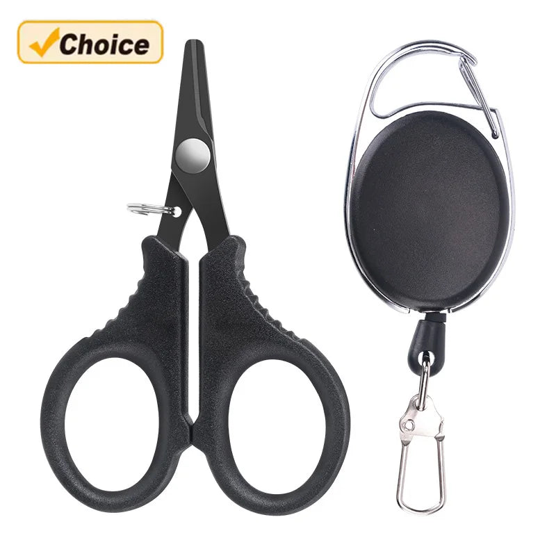 Fishing Scissor Set With Retractable Buckle Stainless Steel Cutting Tool for PE Braided Line Fishing Line Fish Accessory Tool
