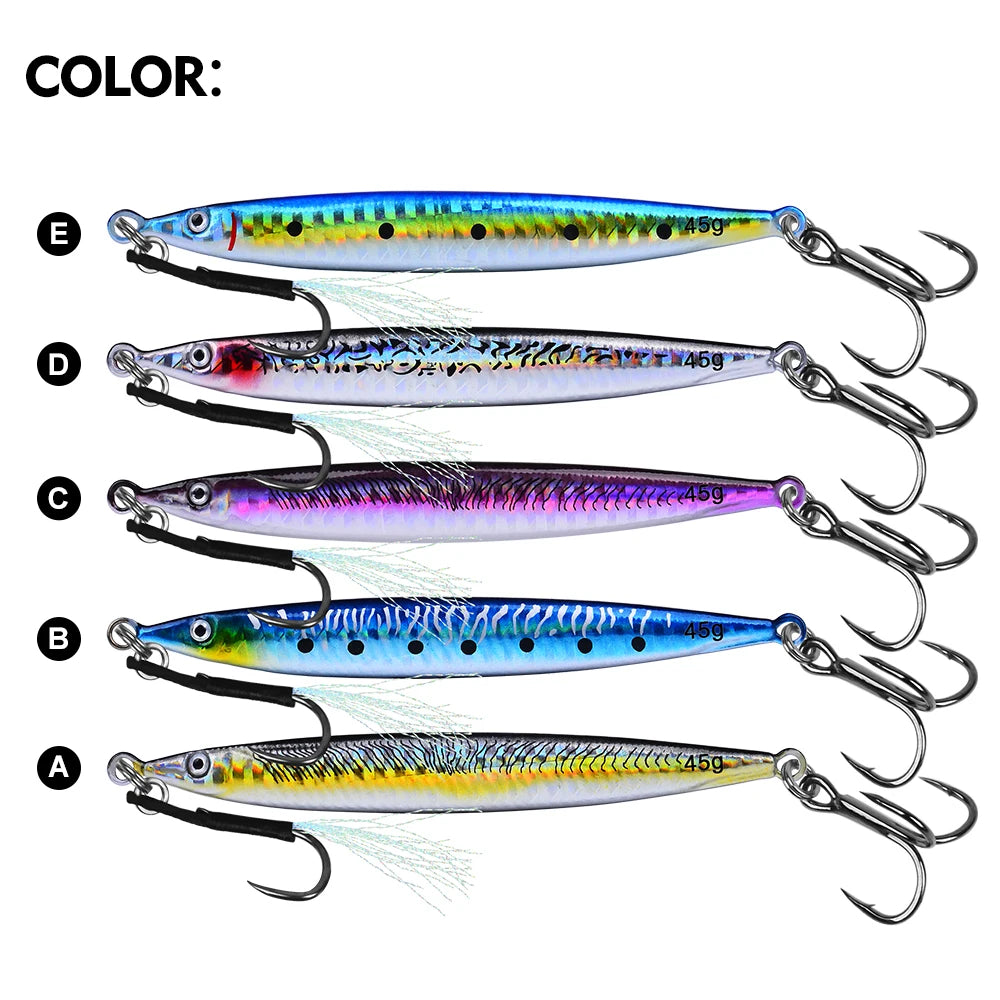 5pc 3D-Printed Realistic Saltwater Fishing Lures — 14g–45g Hard Bait Set