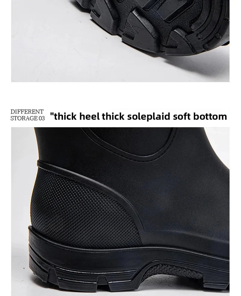 Men's Lightweight Waterproof Fishing Rain Boots Anti-slip Wear-resistant PVC Boot Tube round Toe EVA Insole Plain Color Adult