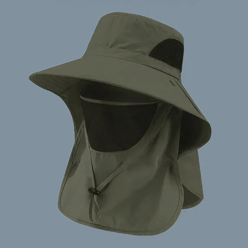 Summer Sun Hats UV Protection Outdoor Hunting Fishing Cap For Men Women Hiking Camping Visor Bucket Hat Neck Flap Fisherman Hat