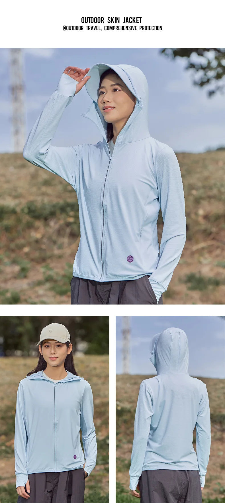 Camping Fishing Shirts for Women Long Sleeve Hiking Sun Protection SPF 50+ UV Tshirt Travel Detachable Hoodies