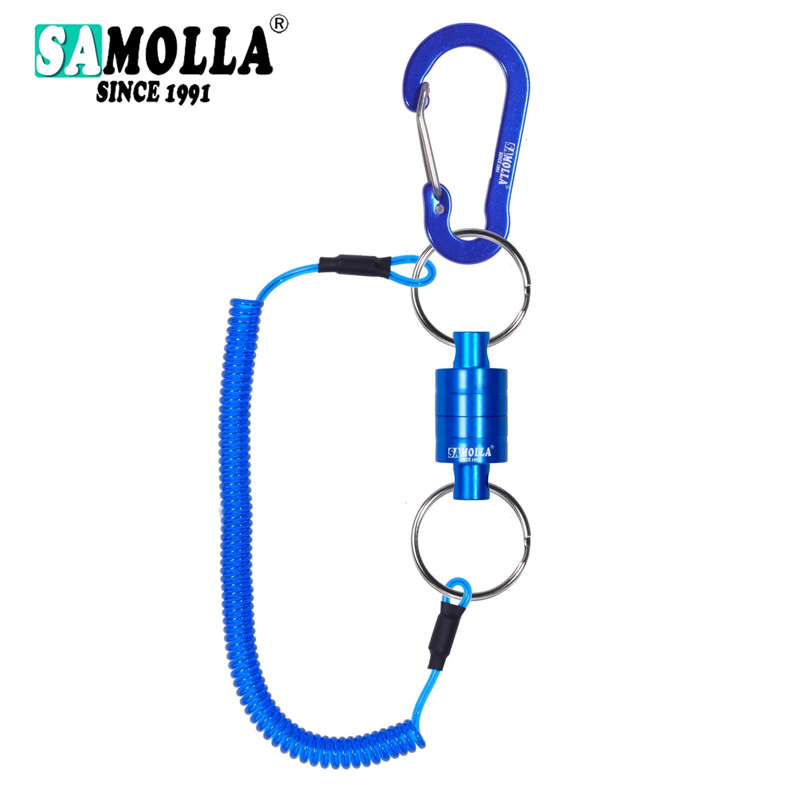 Magnetic Net Release Holder With Coiled Lanyard Fly Fishing Tools Strong Magnet Carabine Fast Buckle Anti-Drop Rope Accessories