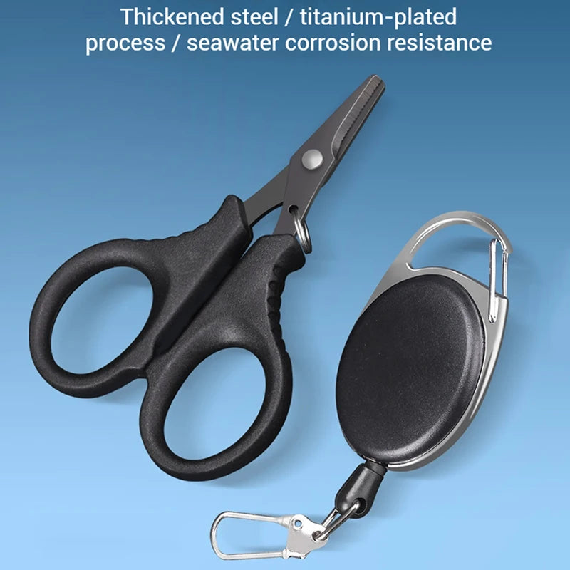 Fishing Scissor Set With Retractable Buckle Stainless Steel Cutting Tool for PE Braided Line Fishing Line Fish Accessory Tool