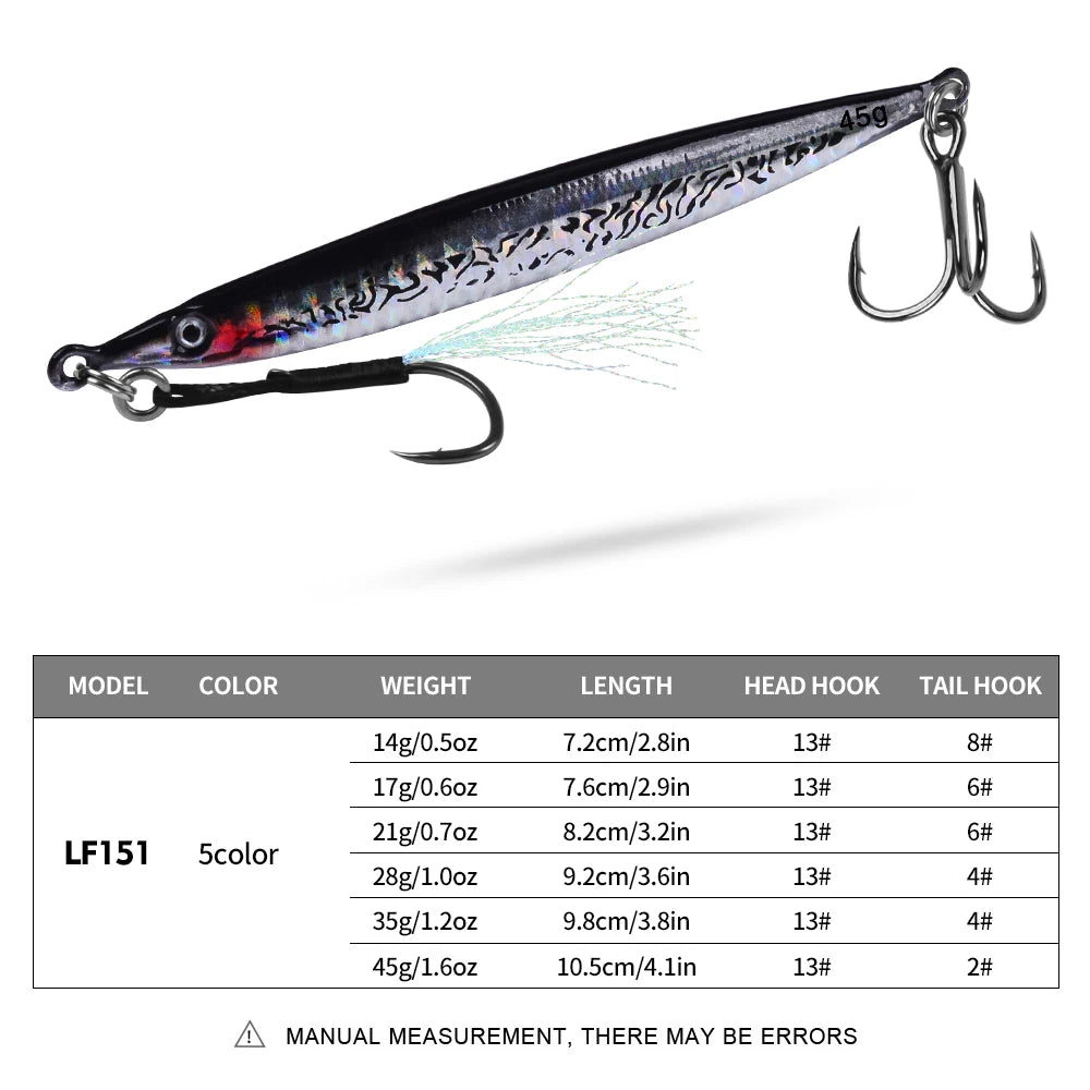 5pc 3D-Printed Realistic Saltwater Fishing Lures — 14g–45g Hard Bait Set