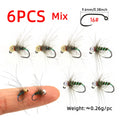 Wifreo 6PCS 16# Tungsten Beadhead CDC Hackle Non-barbed Jig Nymph Flies Barbless Euro Nymph Trout Grayling Bass Fly Fishing Lure