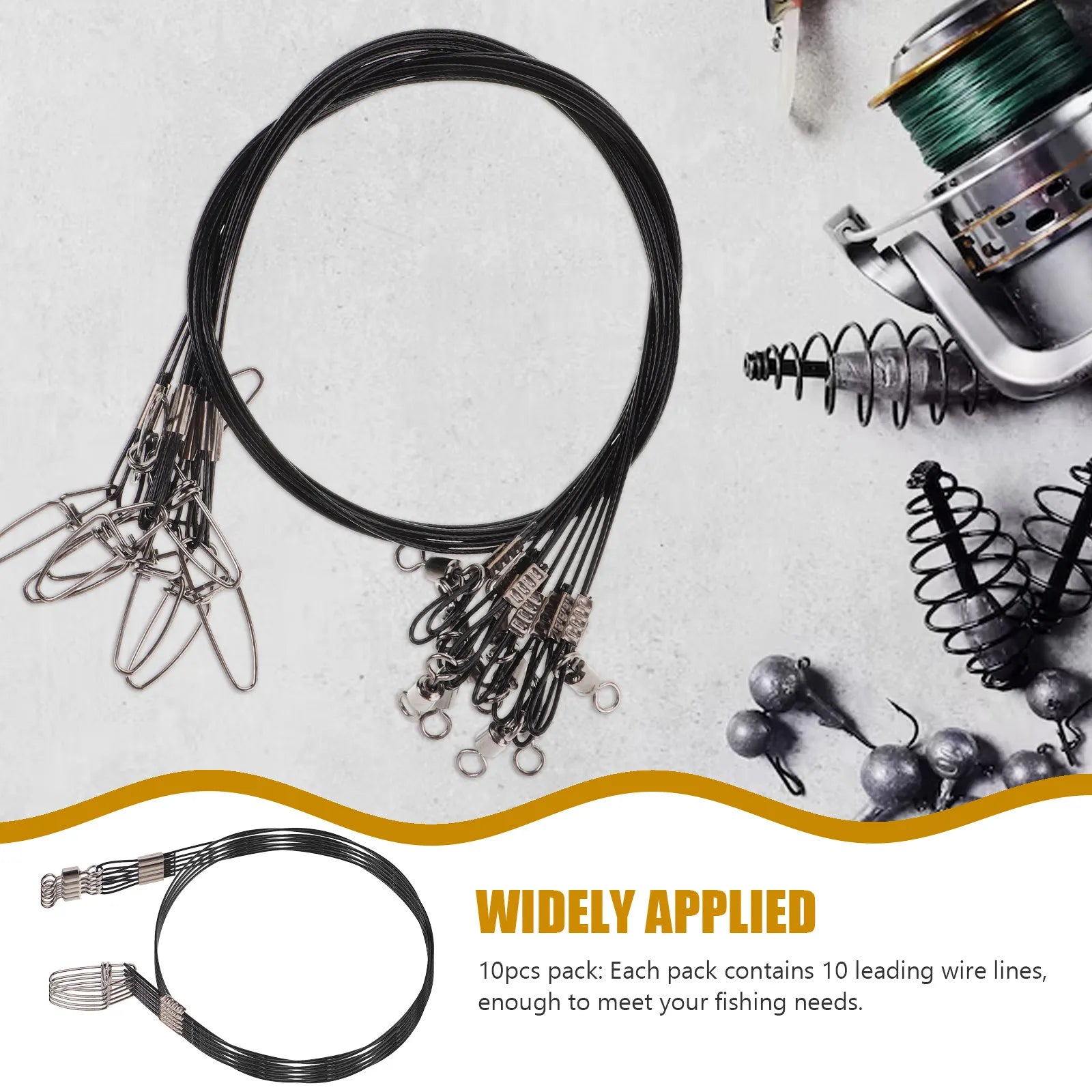 10Pcs Fishing Leaders 50Cm Steel Wire Leaders Black High Strength Bite Proof Saltwater Freshwater Fishing Steel Leader Line