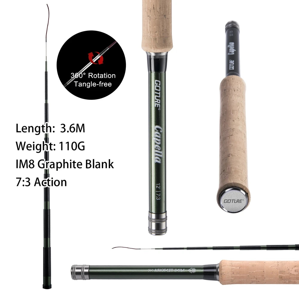 Goture Tenkara Fly Fishing Rod Combo — 3.6m Carbon Fiber Ultralight Set