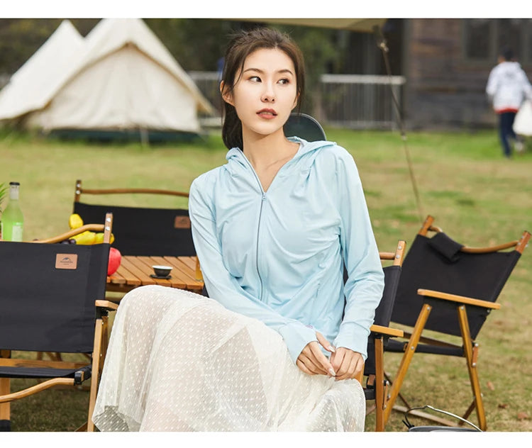 Camping Fishing Shirts for Women Long Sleeve Hiking Sun Protection SPF 50+ UV Tshirt Travel Detachable Hoodies