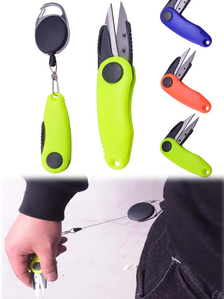 Folding Fishing Scissors, Stainless Steel Precision Fishing Line Cutters With Non-Slip Grip Neck Lanyard for Fishing Line