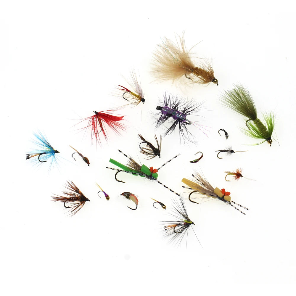 52pc Fly Fishing Combo Kit — Dry/Wet Flies, Streamers & Nymphs with Box