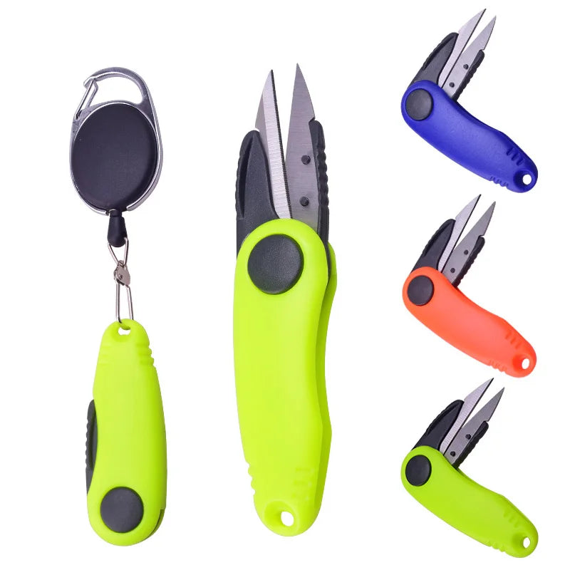 Folding Fishing Scissors, Stainless Steel Precision Fishing Line Cutters With Non-Slip Grip Neck Lanyard for Fishing Line