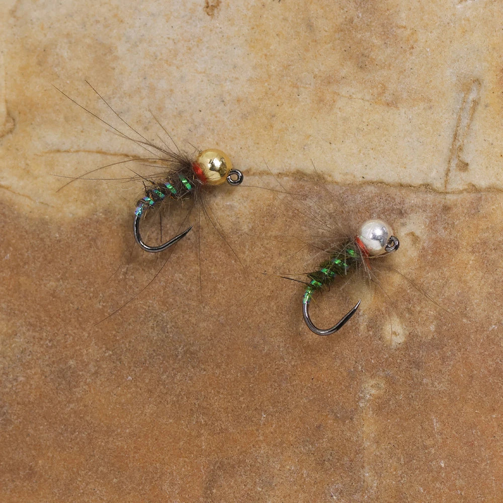 Wifreo 6PCS 16# Tungsten Beadhead CDC Hackle Non-barbed Jig Nymph Flies Barbless Euro Nymph Trout Grayling Bass Fly Fishing Lure