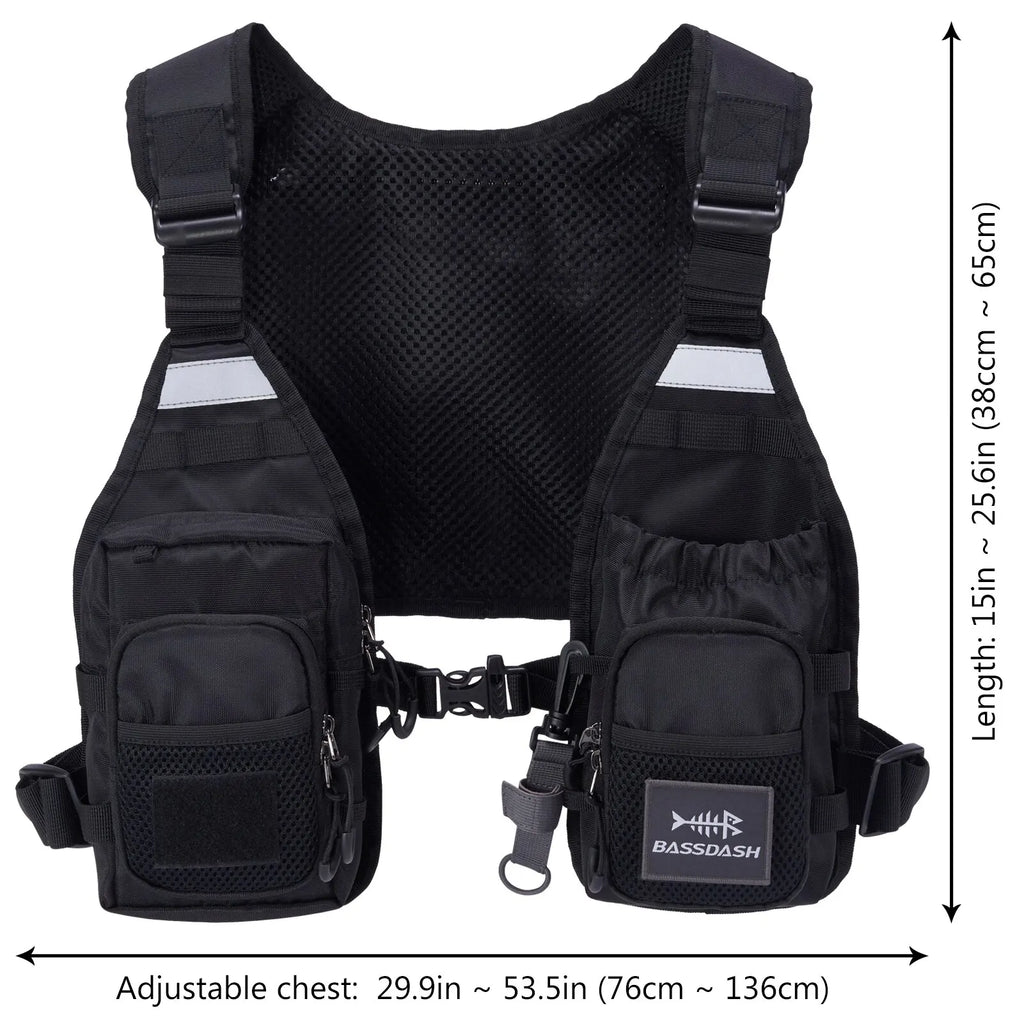 Bassdash FV08 Ultra Lightweight Fly Fishing Vest for Men and Women Portable Chest Pack One Size Fits Most