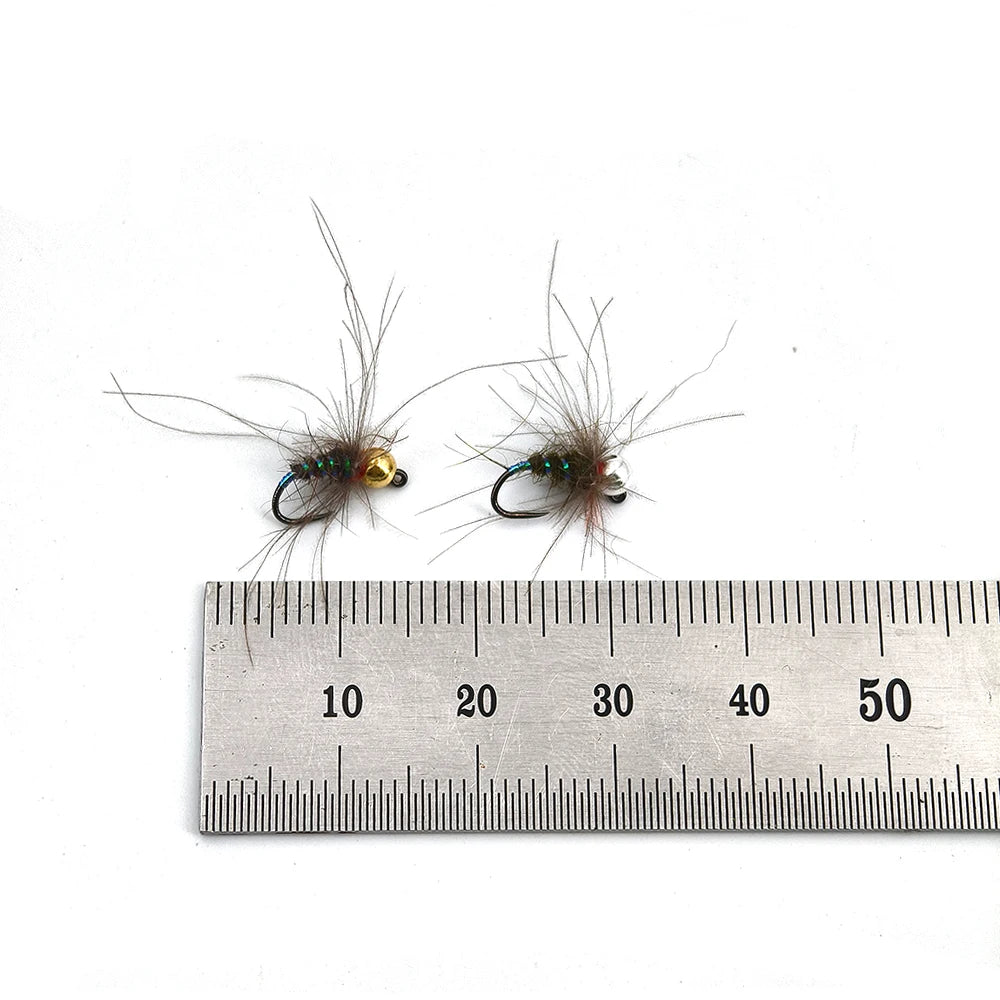 Wifreo 6PCS 16# Tungsten Beadhead CDC Hackle Non-barbed Jig Nymph Flies Barbless Euro Nymph Trout Grayling Bass Fly Fishing Lure