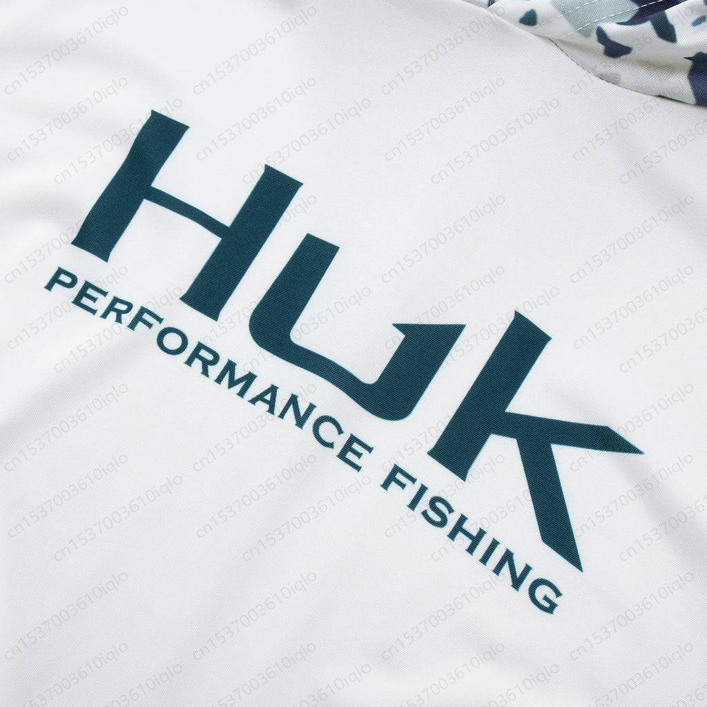 HUK UPF 50+ Hooded Fishing Shirt — Quick-Dry Long Sleeve Sun Protection