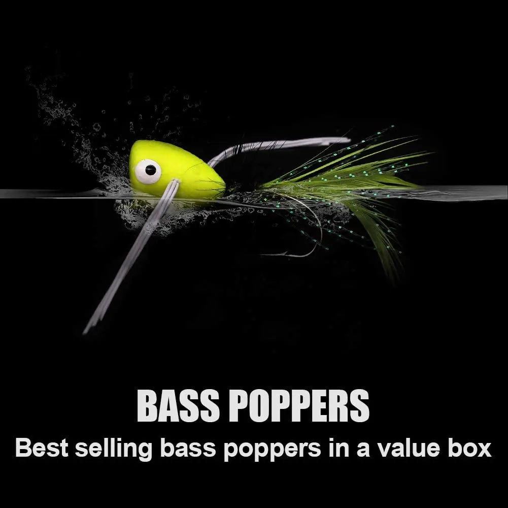 5PCS Topwater Fly Fishing Popper Floating Dry Flies Bugs Insect Lure Mayfly Hook for Bass Trout Sunfish Salmon Artificial Bait