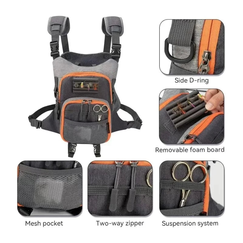 Fly Fishing Bag For Men and Women Fishing Chest Pack Fishing Tackle Boxes Storage Bags Outdoor Ultra Light Vest Fanny Packs