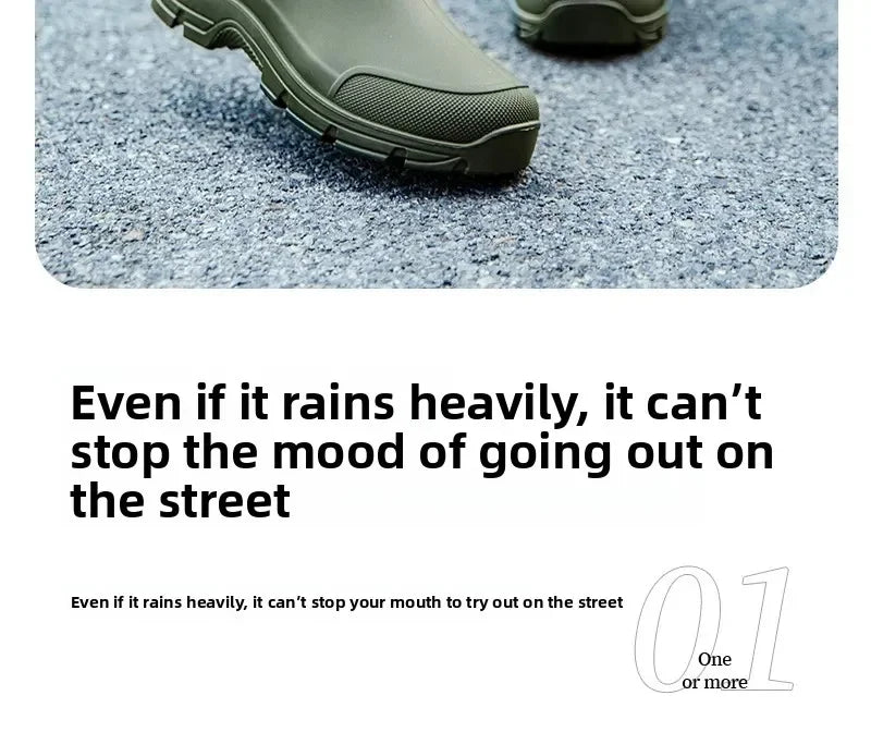 Men's Lightweight Waterproof Fishing Rain Boots Anti-slip Wear-resistant PVC Boot Tube round Toe EVA Insole Plain Color Adult