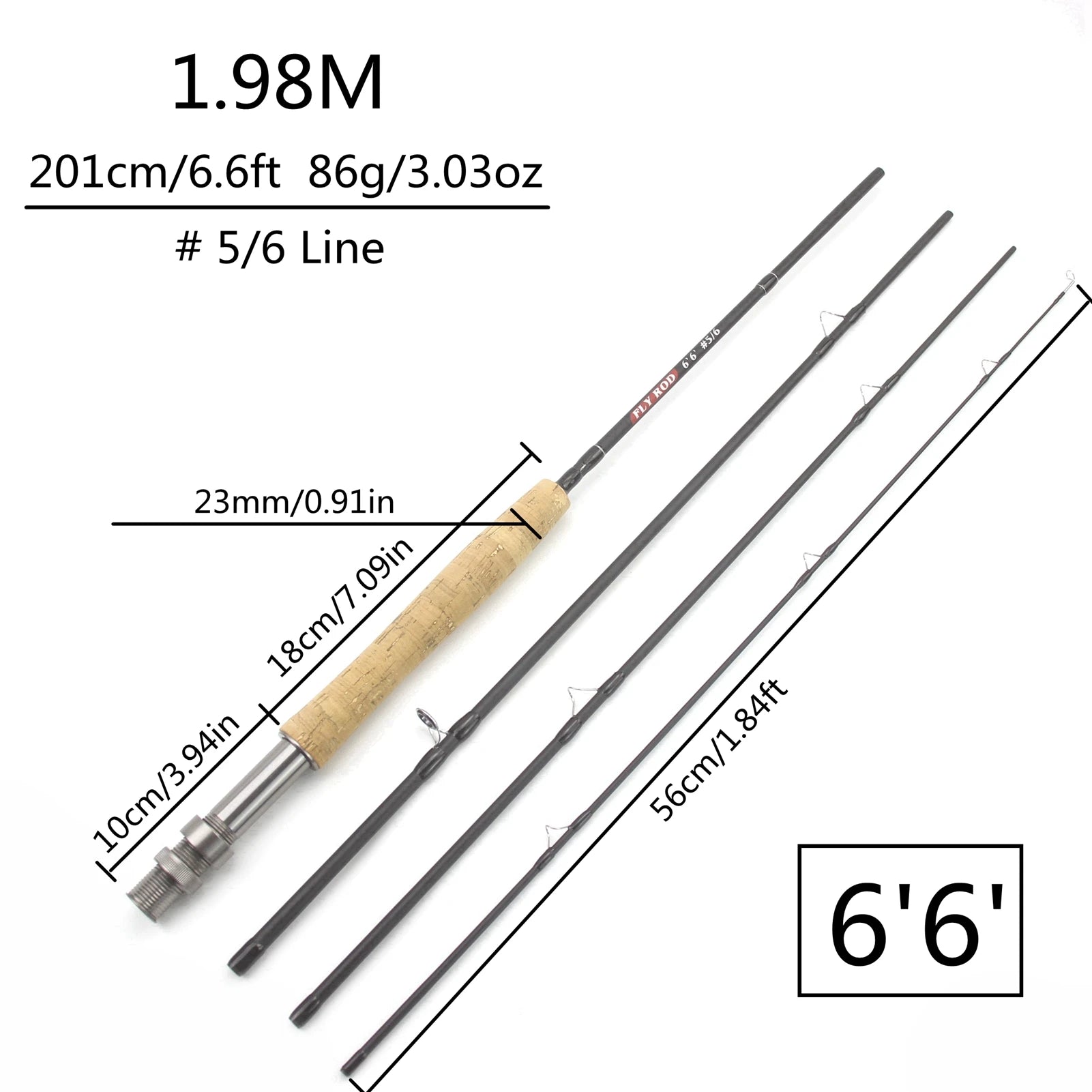 NEW 2.1M 7FT Fly Fishing Rod Carbon Fiber 5/6 WT Slow Action Cork Handle 4 Sec Lightweight River Fly Rod Fishing Goods FISH ROD