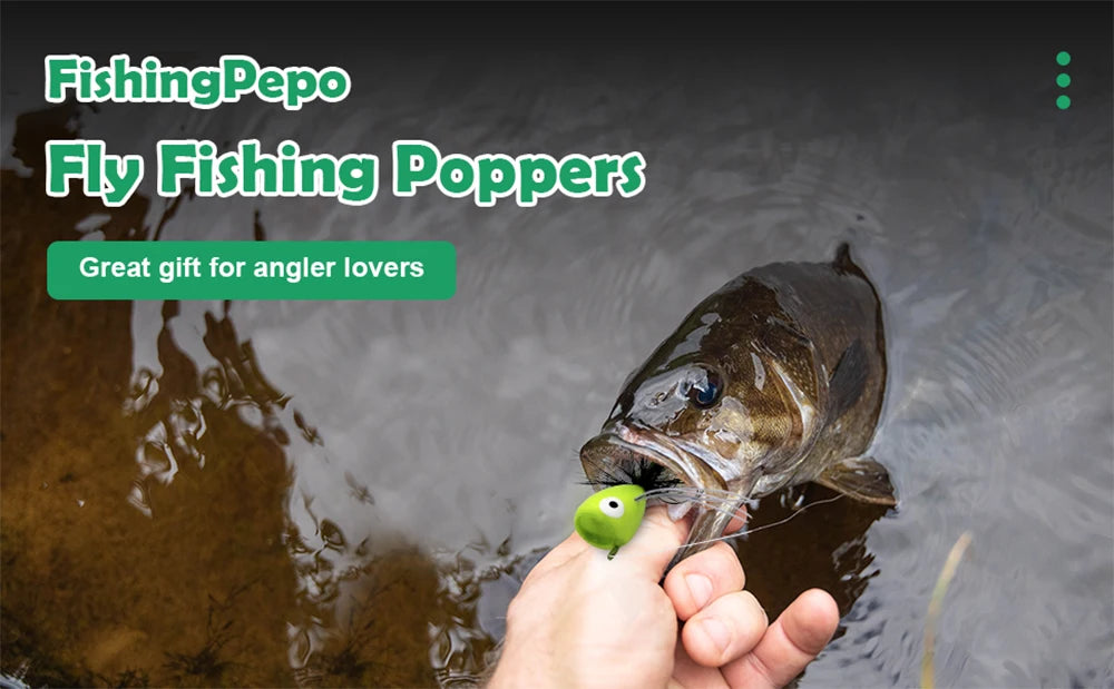 5PCS Topwater Fly Fishing Popper Floating Dry Flies Bugs Insect Lure Mayfly Hook for Bass Trout Sunfish Salmon Artificial Bait