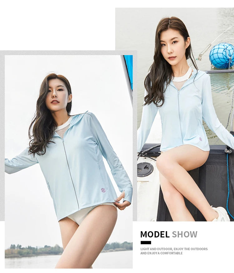 Camping Fishing Shirts for Women Long Sleeve Hiking Sun Protection SPF 50+ UV Tshirt Travel Detachable Hoodies