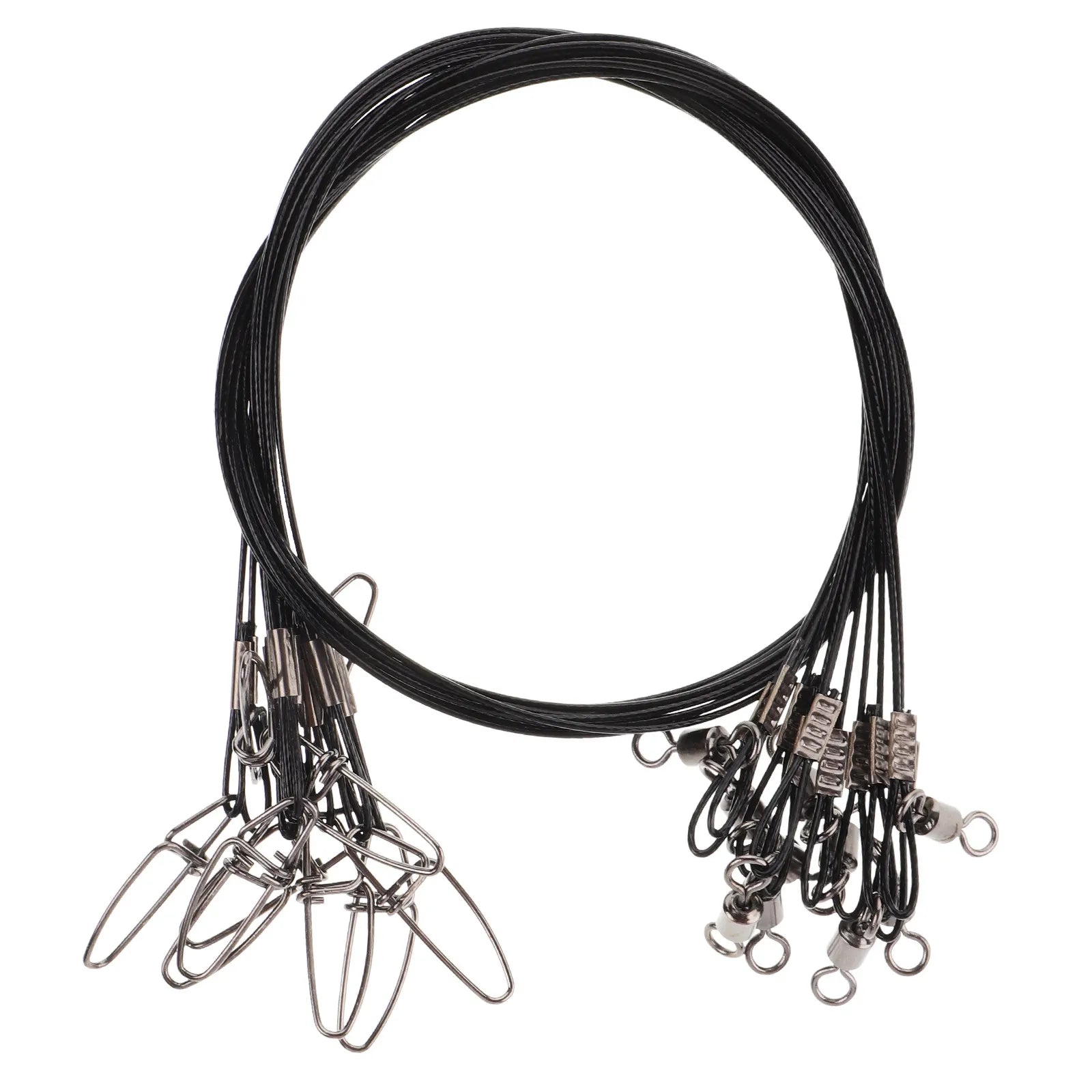 10Pcs Fishing Leaders 50Cm Steel Wire Leaders Black High Strength Bite Proof Saltwater Freshwater Fishing Steel Leader Line
