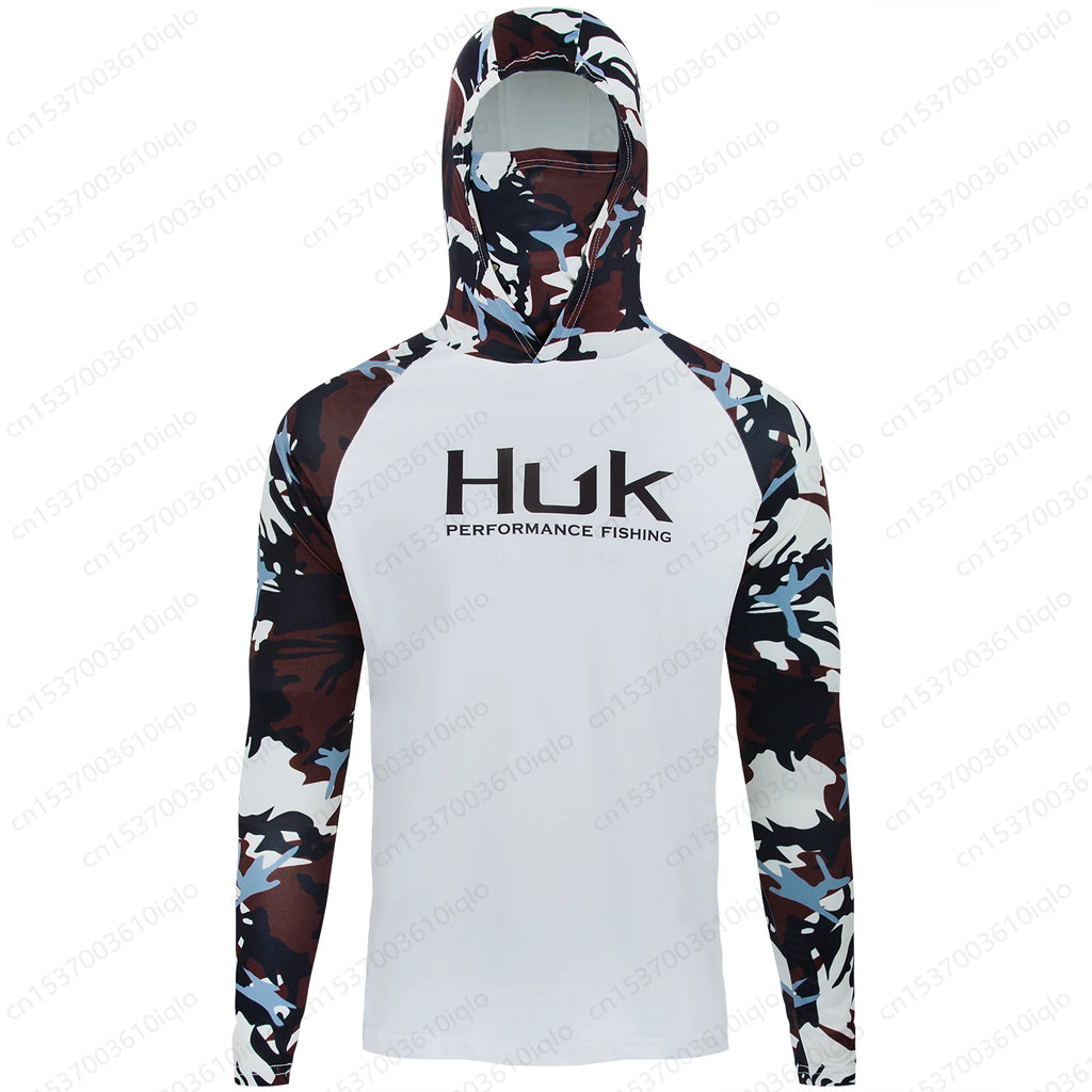 HUK UPF 50+ Hooded Fishing Shirt — Quick-Dry Long Sleeve Sun Protection