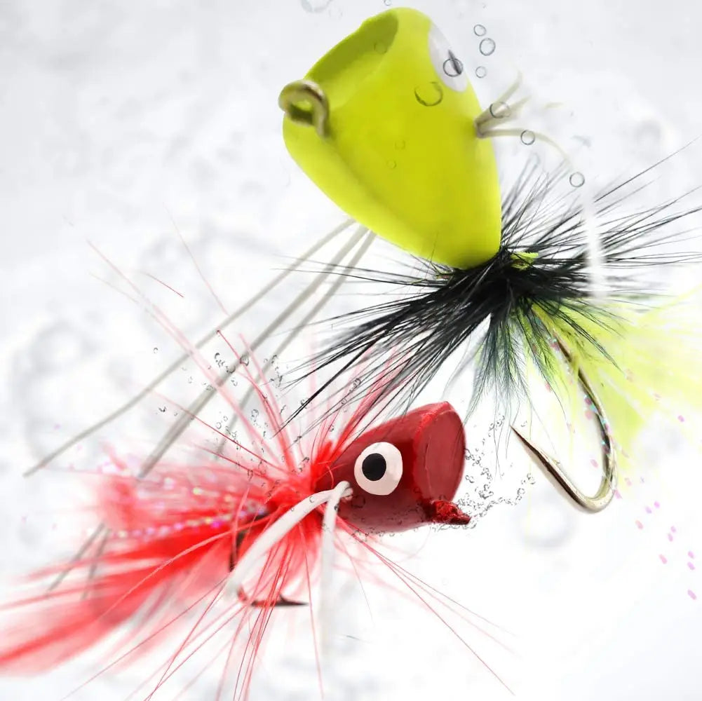 5PCS Topwater Fly Fishing Popper Floating Dry Flies Bugs Insect Lure Mayfly Hook for Bass Trout Sunfish Salmon Artificial Bait