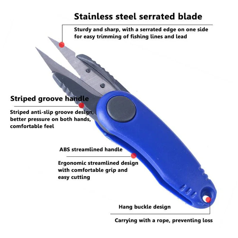 Folding Fishing Scissors, Stainless Steel Precision Fishing Line Cutters With Non-Slip Grip Neck Lanyard for Fishing Line