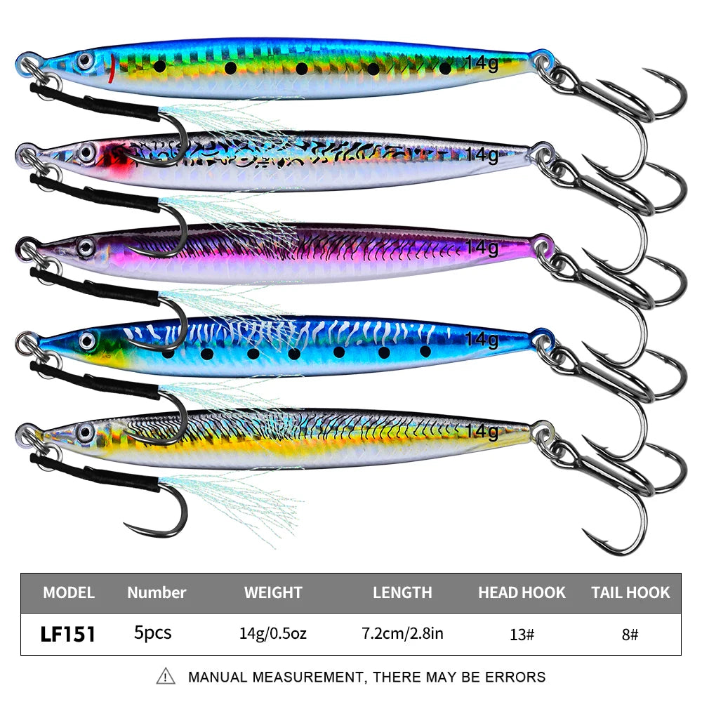 5pc 3D-Printed Realistic Saltwater Fishing Lures — 14g–45g Hard Bait Set